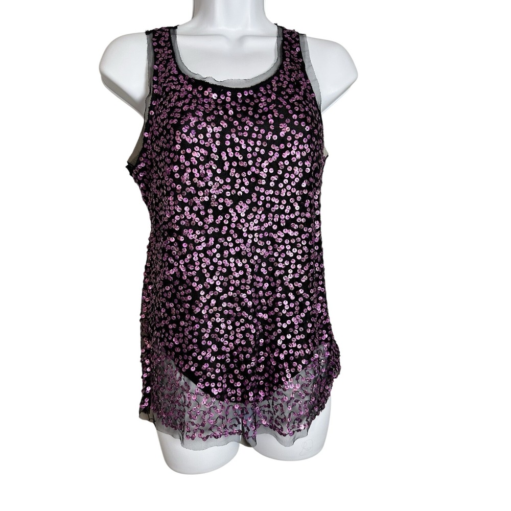 Gryphon New York Pink Sequin Racerback Tank Top XS - Heavy Hand-Embellished Luxe